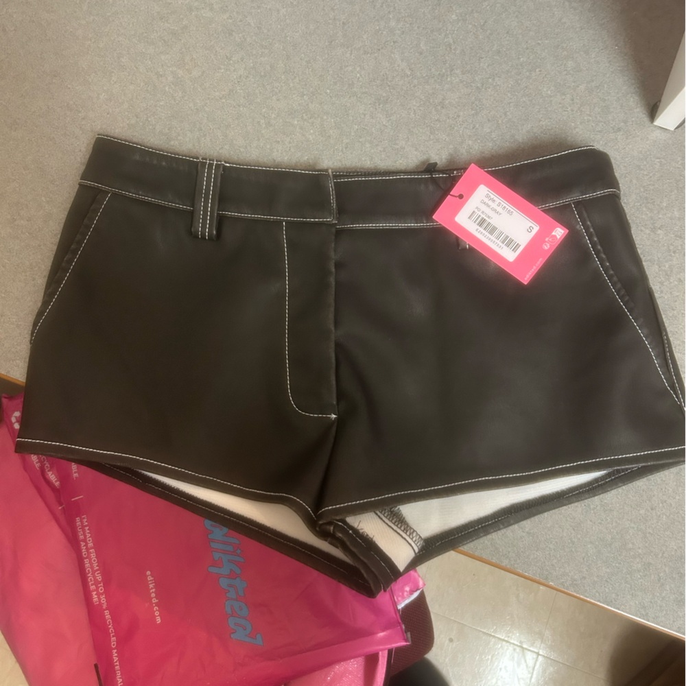 Blaise Faux Leather Micro Shorts - Edikted